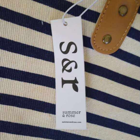 BNWT Summer & Rose navy and cream striped tote - Picture 2 of 3